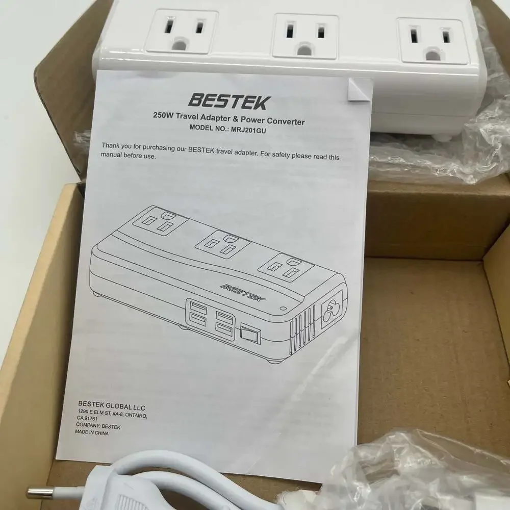 BESTEK 250W‎ Trvl Adapter/Power Voltage Converter MRJ201GU 3AC & USB Ports